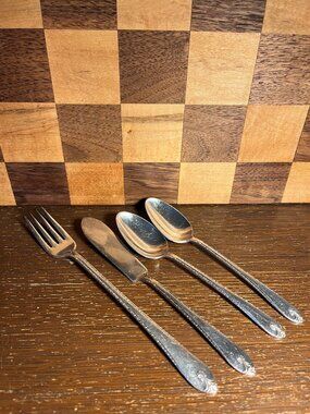 Vintage SilverPlate Long Handled Fork. Master Butter Knife and Teaspoons